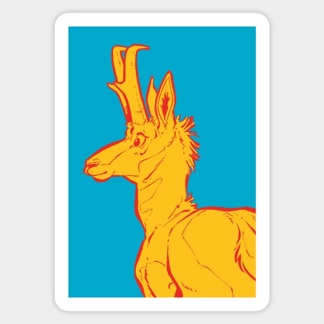 Pronghorn print #2 Sticker by HenriekeG